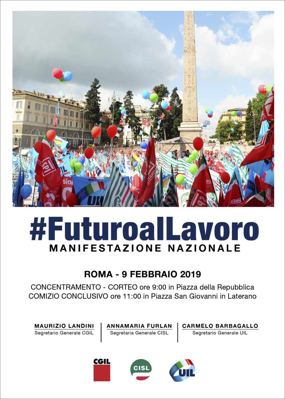 Cgil, Cisl, Uil: 9 febbraio manifestazione nazionale unitaria a Piazza San Giovanni