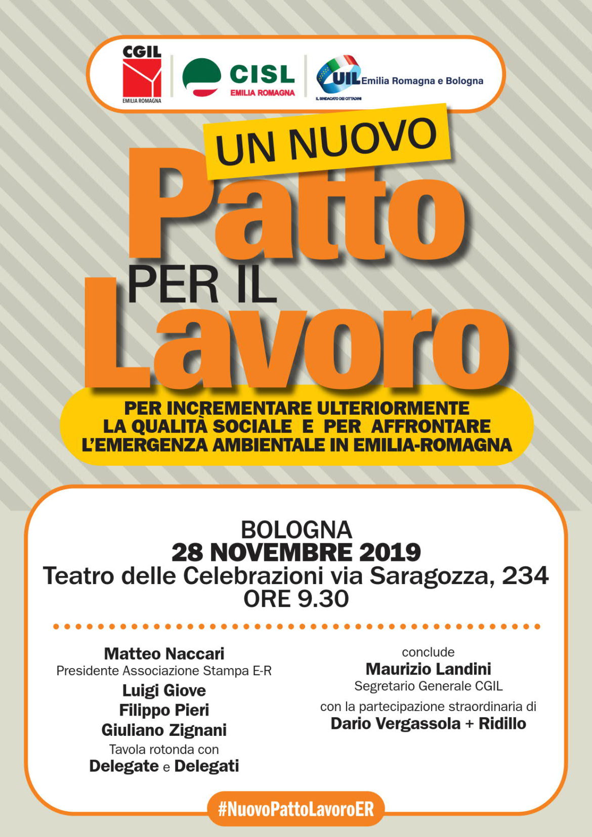 Cgil-Cisl-Uil (ER): attivo sul Nuovo Patto per il lavoro, 28 novembre a Bologna