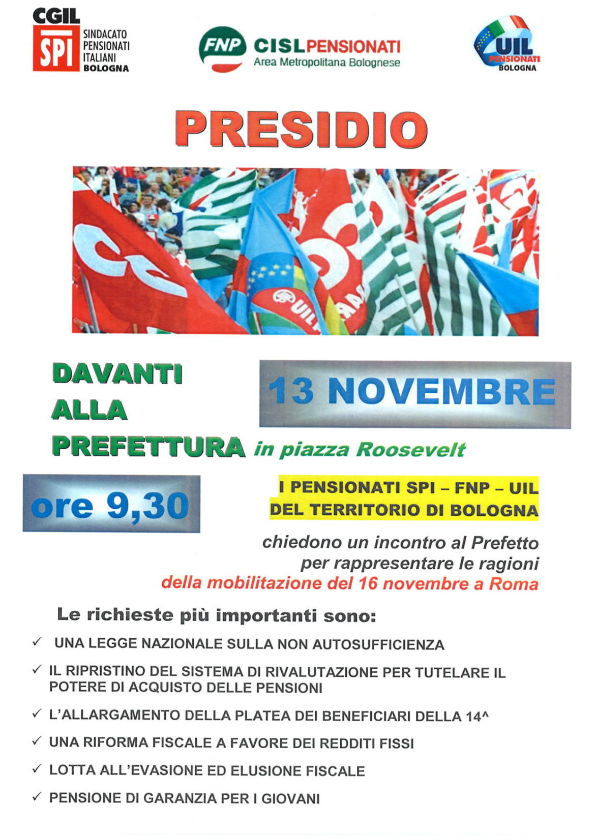 Uilp (Bo): presidio a Bologna 13 novembre