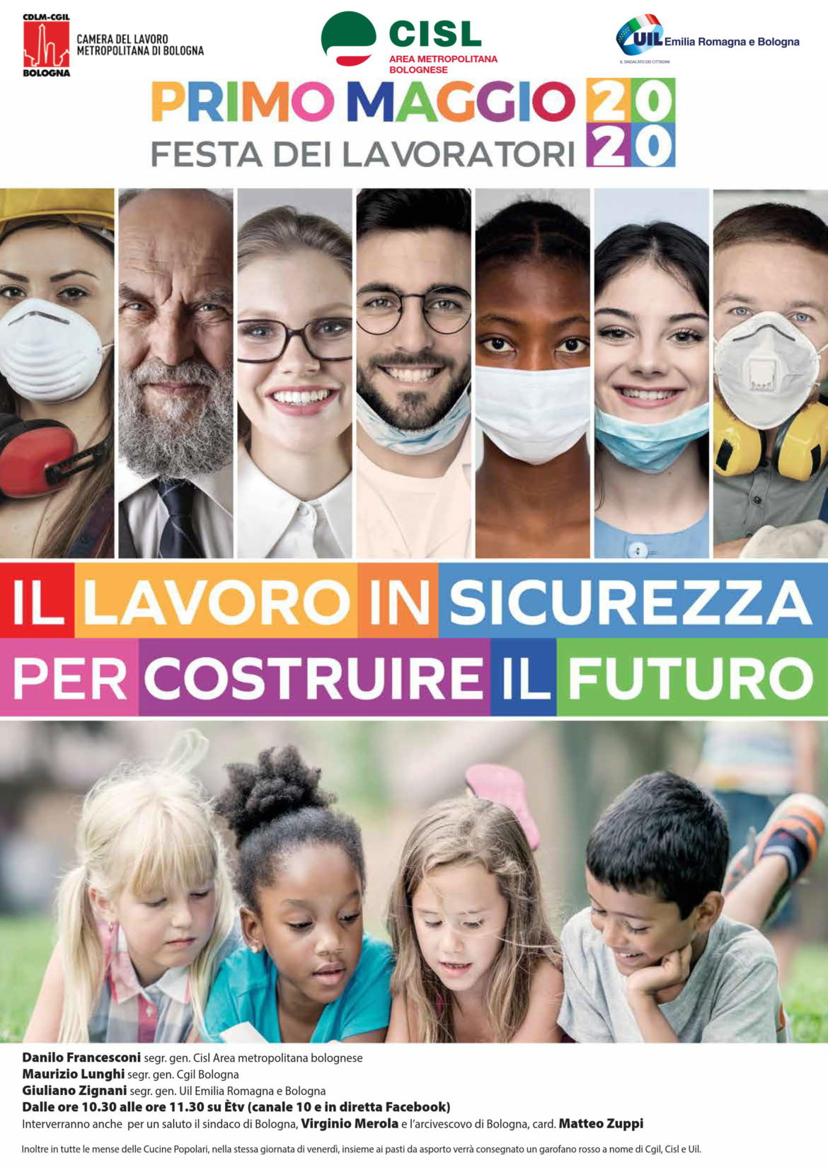 Cgil-Cisl-Uil (Bo): Primo Maggio in collegamento Tv e in diretta su Facebook
