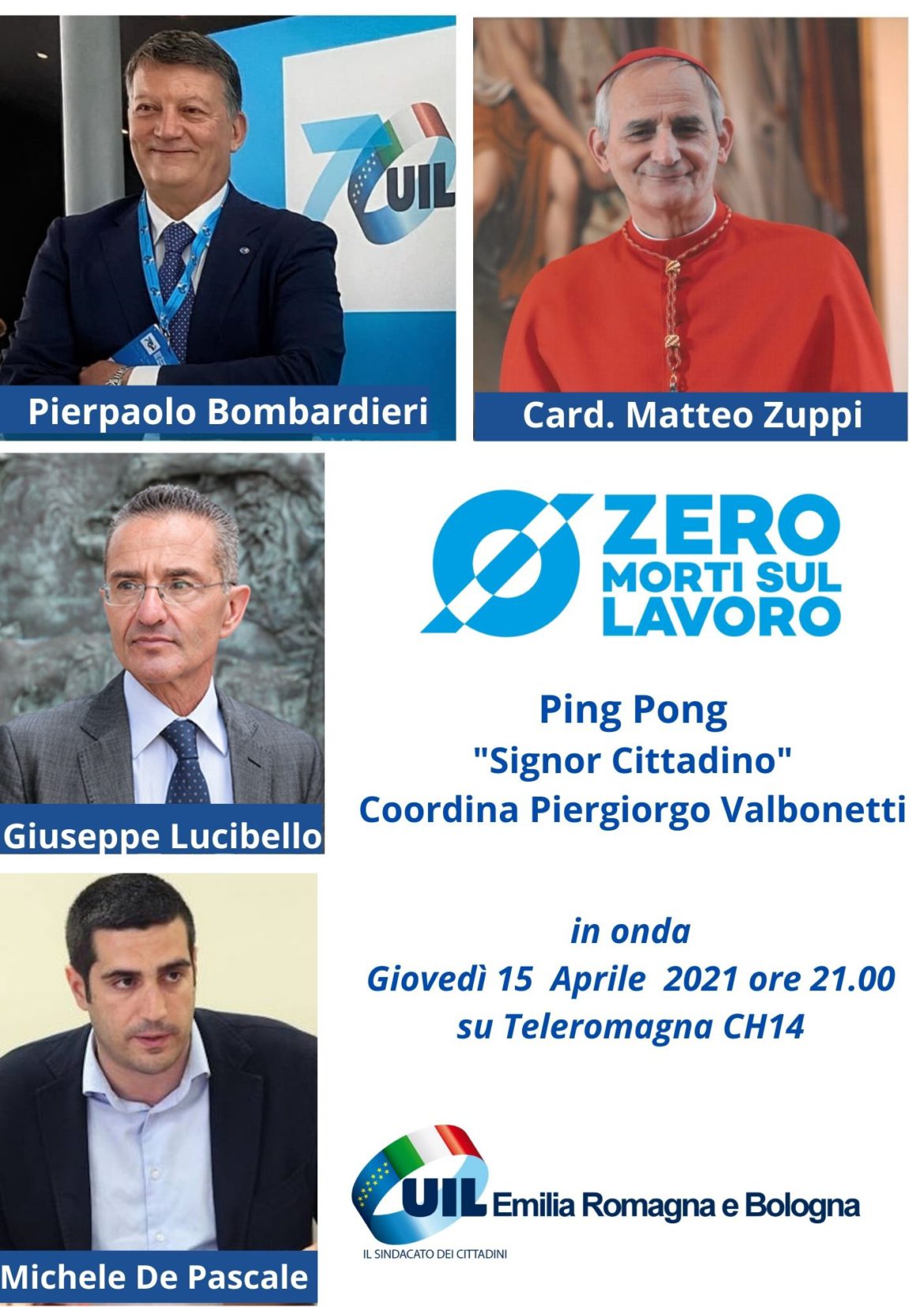 Card. Zuppi – Bombardieri (Uil): Zero morti sul lavoro