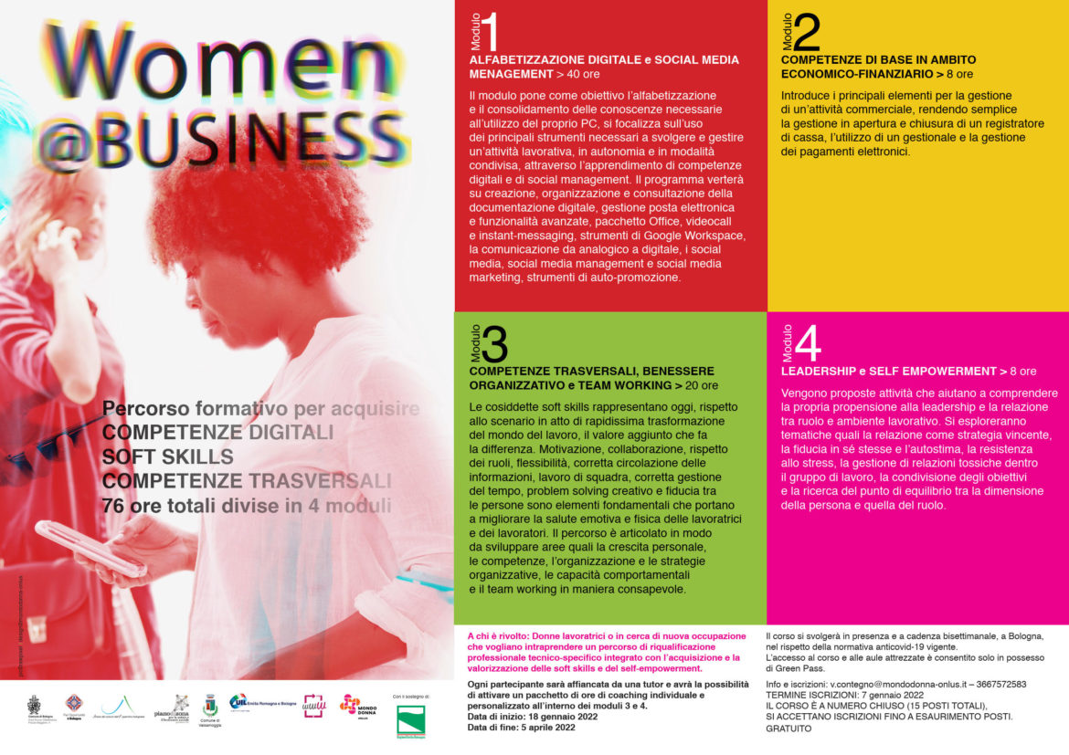 Corso di formazione per donne lavoratrici o in cerca di occupazione