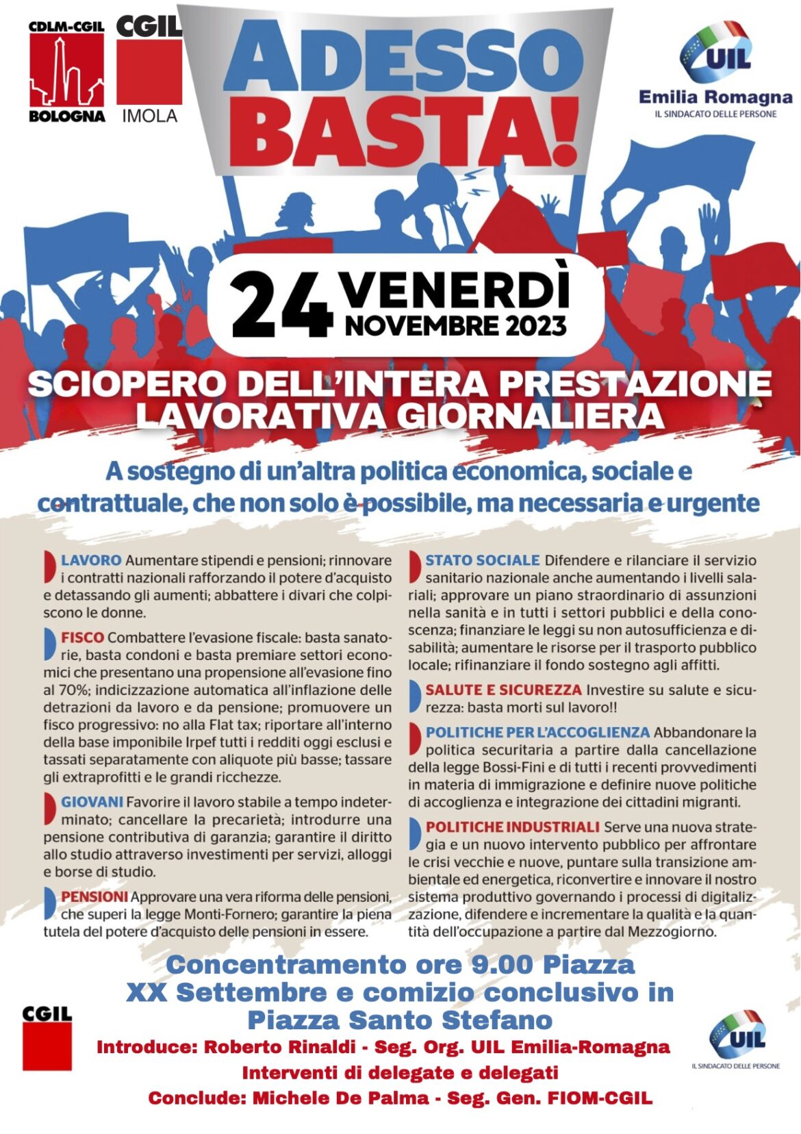 Sciopero generale: 24 novembre. Qui le info per Bologna