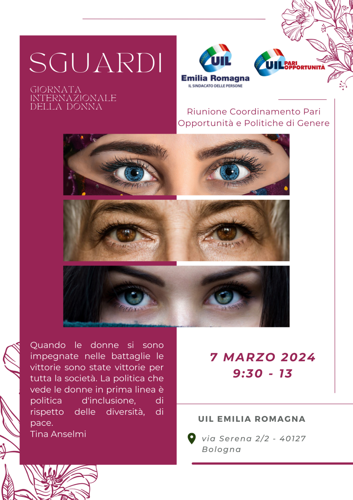 Giornata internazionale della donna: 7 marzo, incontro del Coordinamento Pari Opportunità e Politiche di Genere della UIL ER