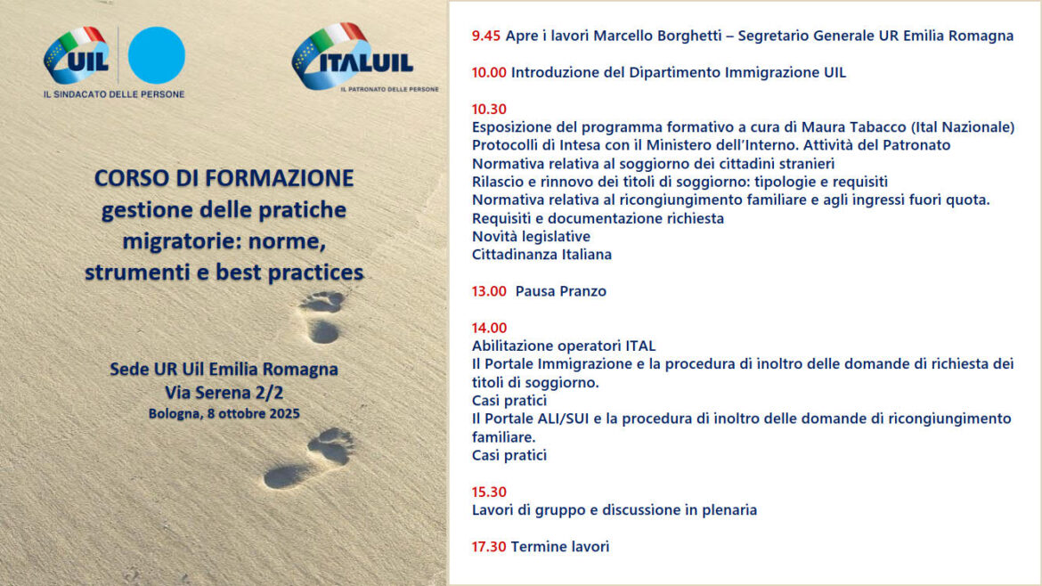 Uil – Ital Uil: corso di formazione su gestione pratiche migratorie