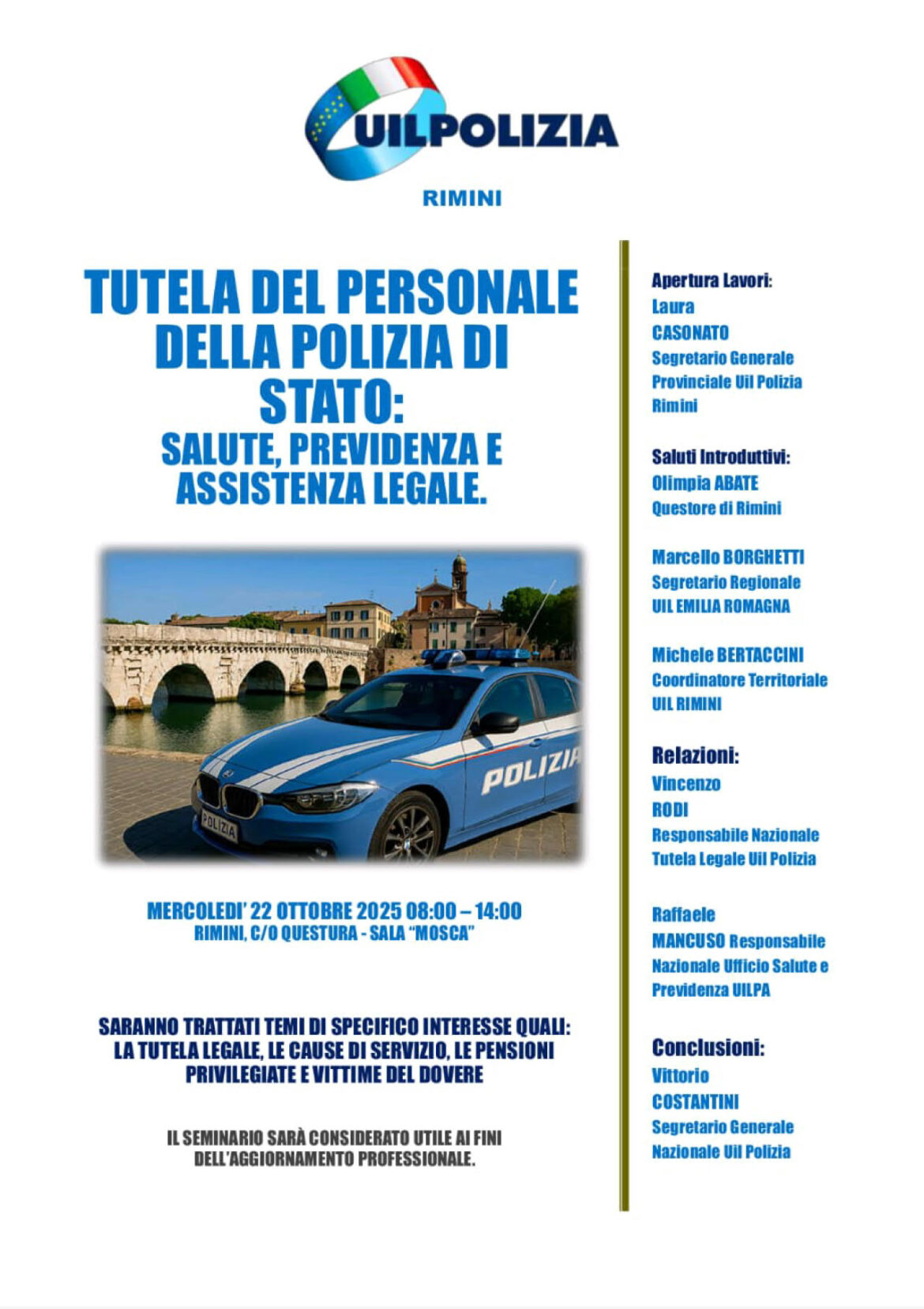 Uil Polizia: convegno 22 ottobre a Rimini